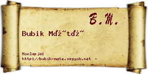 Bubik Máté névjegykártya